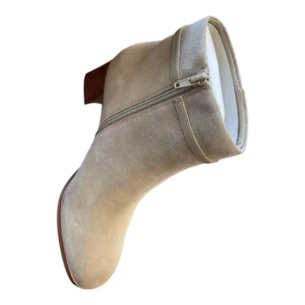 Kate Spade Suede Ankle Boots Tan Brown Block Heel Buckle Charm Booties 10 new‎